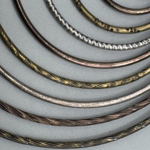 Vintage Sixties Mixed Metal hoop earrings. - Picture 4 of 11